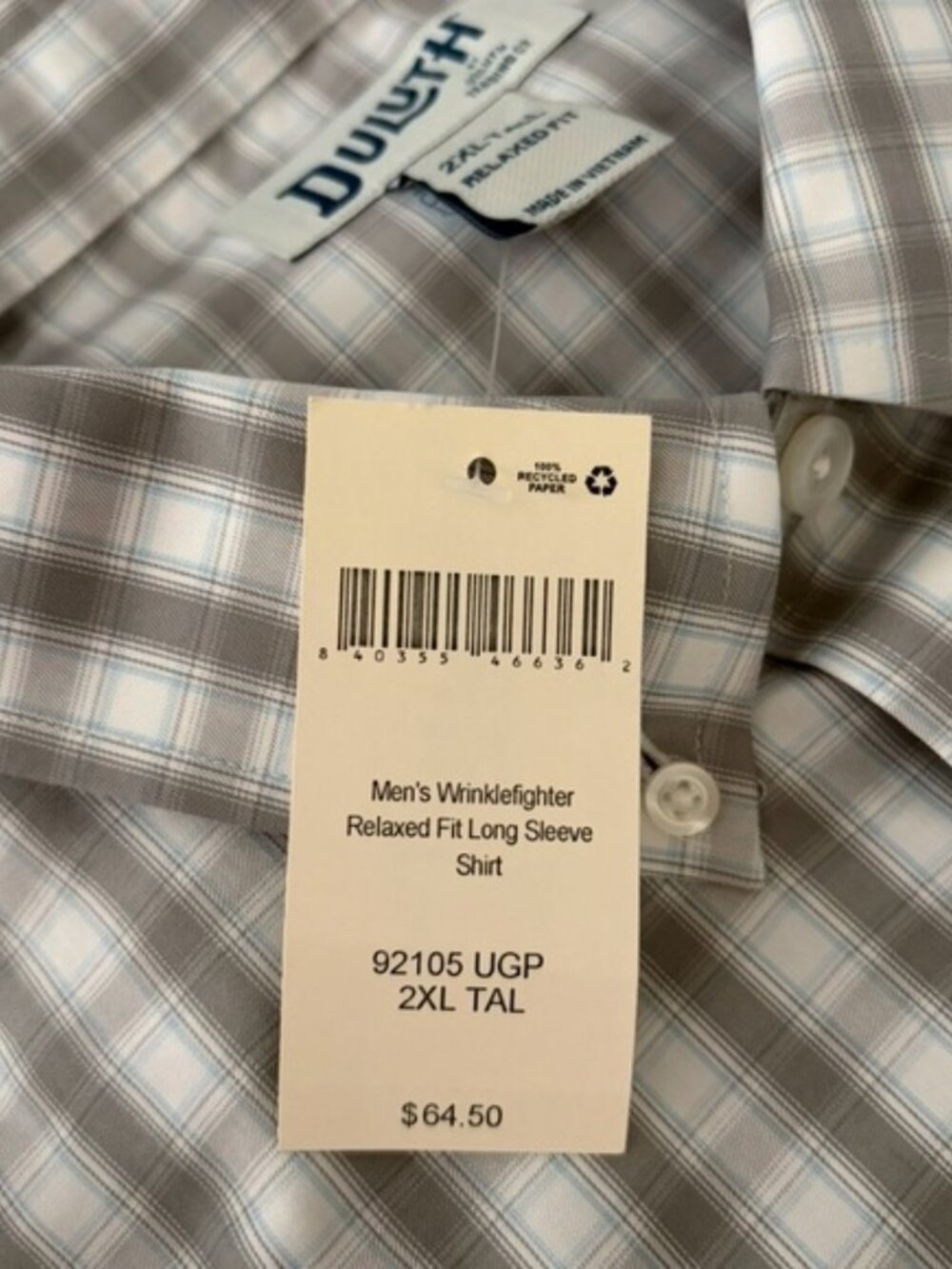 Duluth Trading Co Wrinklefighter Relaxed Fit Long Sleeve Shirt size XXL Tall - Picture 12 of 12
